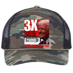 I Voted For Trump 3 Times Retro Rope Trucker Hat Cap