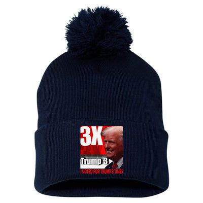 I Voted For Trump 3 Times Pom Pom 12in Knit Beanie