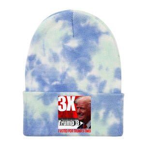 I Voted For Trump 3 Times Tie Dye 12in Knit Beanie