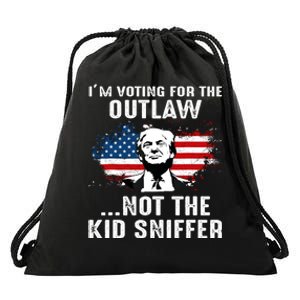 IM Voting For The Outlaw Not The Ki.D Sniffer Trump 2024 Drawstring Bag