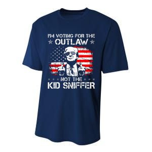 IM Voting For The Outlaw Not The Ki.D Sniffer Trump 2024 Performance Sprint T-Shirt