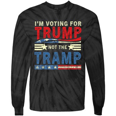 IM Voting For Trump Not The Tramp Trump Vance 2024 Vintage Tie-Dye Long Sleeve Shirt