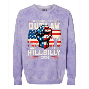 IM Voting For The Outlaw And The Hillbilly 2024 Us Flag Colorblast Crewneck Sweatshirt