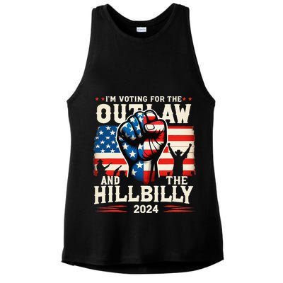 IM Voting For The Outlaw And The Hillbilly 2024 Us Flag Ladies PosiCharge Tri-Blend Wicking Tank