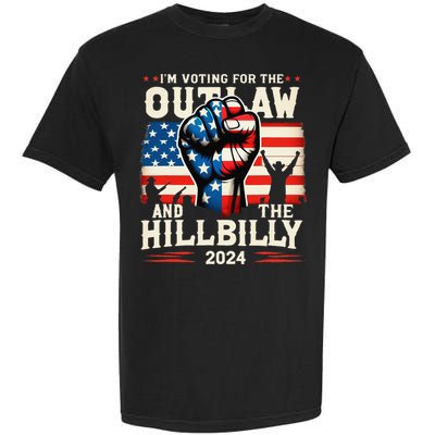 IM Voting For The Outlaw And The Hillbilly 2024 Us Flag Garment-Dyed Heavyweight T-Shirt