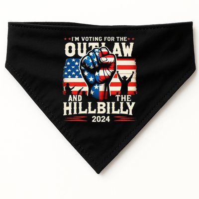 IM Voting For The Outlaw And The Hillbilly 2024 Us Flag USA-Made Doggie Bandana