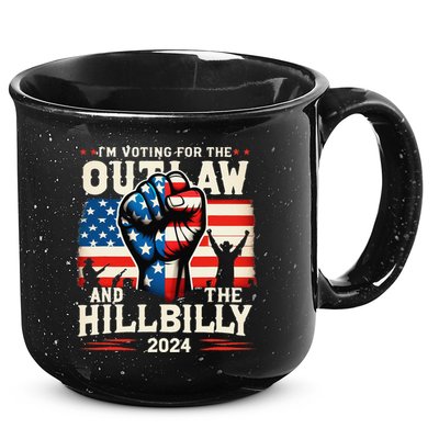 IM Voting For The Outlaw And The Hillbilly 2024 Us Flag 15oz Campfire Ceramic Mug