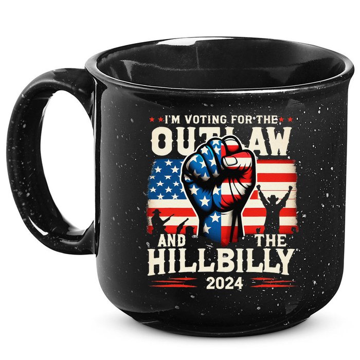 IM Voting For The Outlaw And The Hillbilly 2024 Us Flag 15oz Campfire Ceramic Mug
