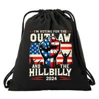 IM Voting For The Outlaw And The Hillbilly 2024 Us Flag Drawstring Bag