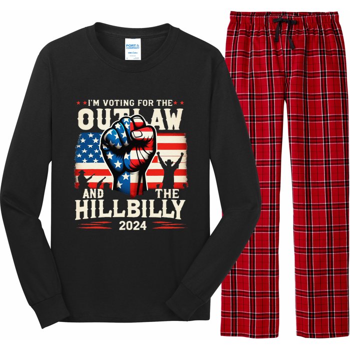 IM Voting For The Outlaw And The Hillbilly 2024 Us Flag Long Sleeve Pajama Set