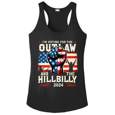 IM Voting For The Outlaw And The Hillbilly 2024 Us Flag Ladies PosiCharge Competitor Racerback Tank