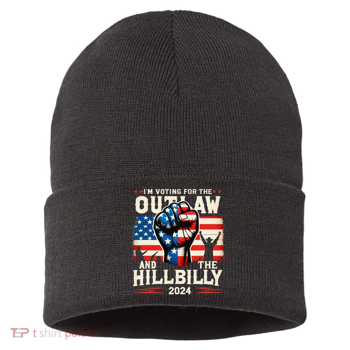IM Voting For The Outlaw And The Hillbilly 2024 Us Flag Sustainable Knit Beanie
