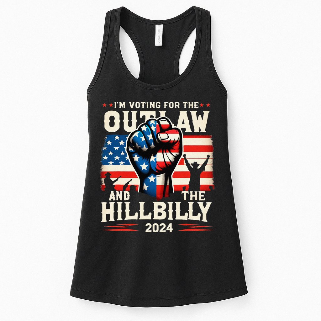 IM Voting For The Outlaw And The Hillbilly 2024 Us Flag Womens Tank Top
