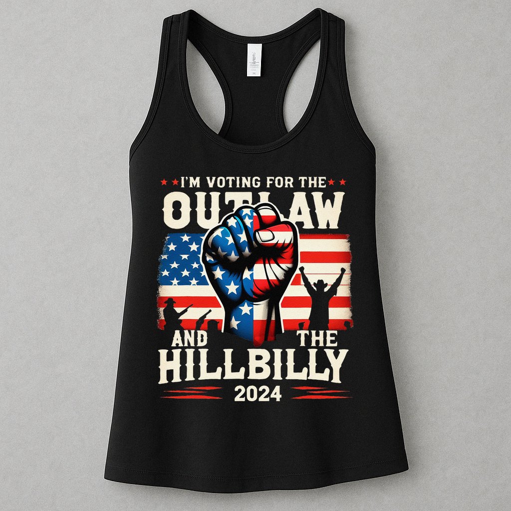 IM Voting For The Outlaw And The Hillbilly 2024 Us Flag Womens Tank Top