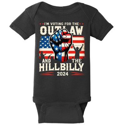 IM Voting For The Outlaw And The Hillbilly 2024 Us Flag Baby Bodysuit
