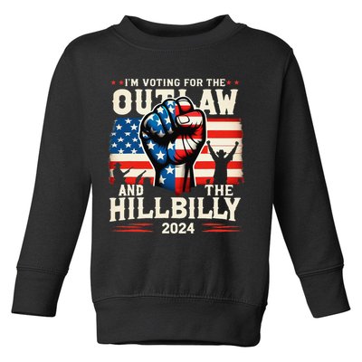 IM Voting For The Outlaw And The Hillbilly 2024 Us Flag Toddler Sweatshirt