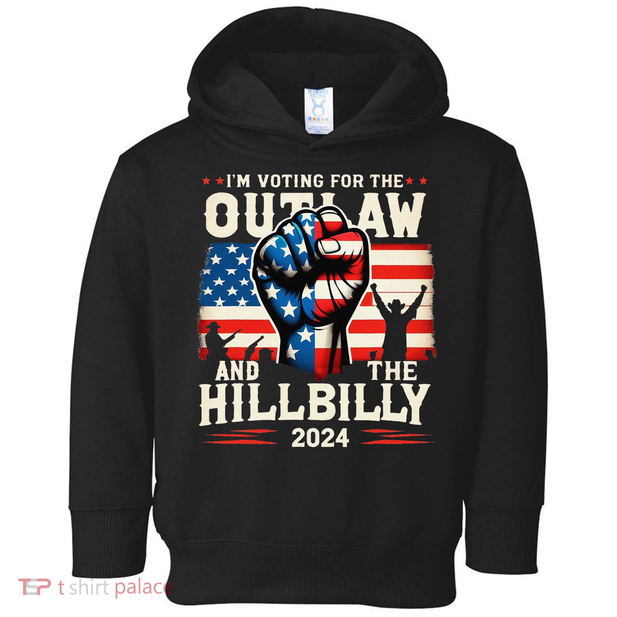 IM Voting For The Outlaw And The Hillbilly 2024 Us Flag Toddler Hoodie