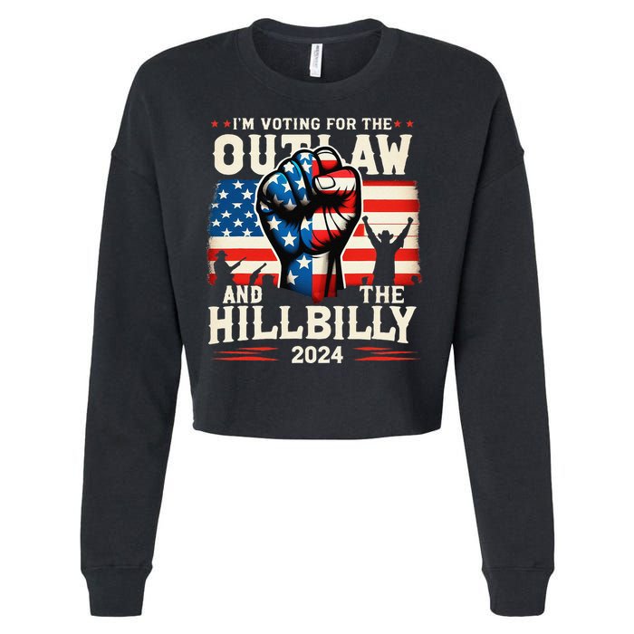 IM Voting For The Outlaw And The Hillbilly 2024 Us Flag Cropped Pullover Crew