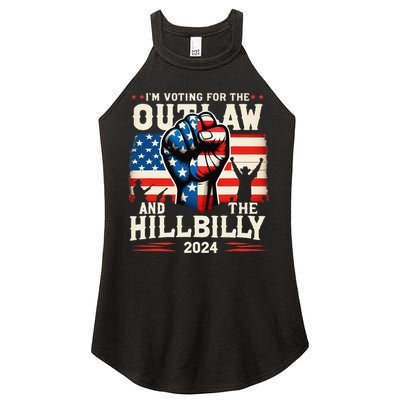 IM Voting For The Outlaw And The Hillbilly 2024 Us Flag Women's Perfect Tri Rocker Tank