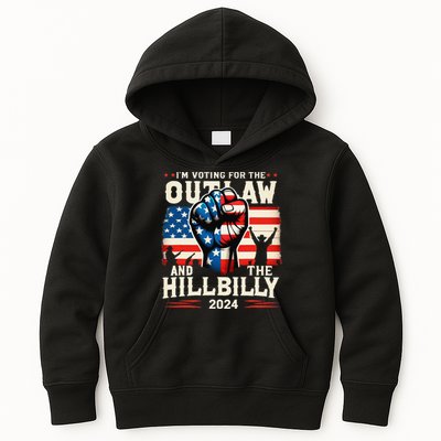 IM Voting For The Outlaw And The Hillbilly 2024 Us Flag Kids Hoodie