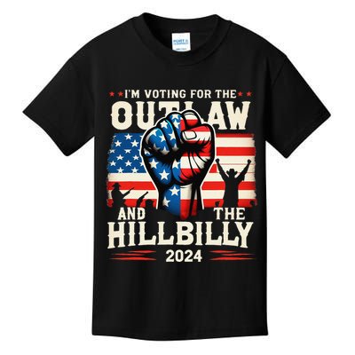 IM Voting For The Outlaw And The Hillbilly 2024 Us Flag Kids T-Shirt