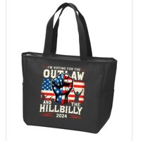 IM Voting For The Outlaw And The Hillbilly 2024 Us Flag Zip Tote Bag