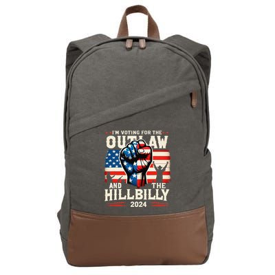 IM Voting For The Outlaw And The Hillbilly 2024 Us Flag Cotton Canvas Backpack
