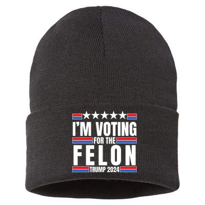 IM Voting For The Felon Trump 2024 Proud Supporter Sustainable Knit Beanie