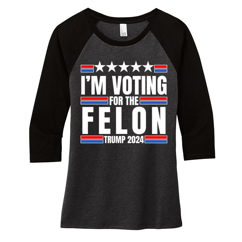 IM Voting For The Felon Trump 2024 Proud Supporter Women's Tri-Blend 3/4-Sleeve Raglan Shirt