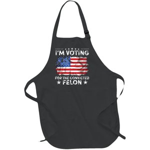 Im Voting For The Convicted Felon Funny Retro American Flag Full-Length Apron With Pockets