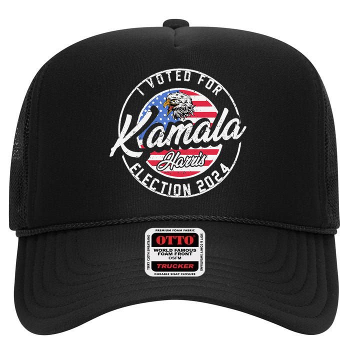 I Voted For Kamala Harris 2024 Support IM With Her Democrat High Crown Mesh Back Trucker Hat