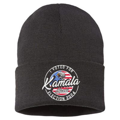 I Voted For Kamala Harris 2024 Support IM With Her Democrat Sustainable Knit Beanie