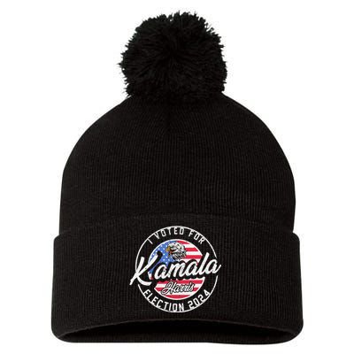 I Voted For Kamala Harris 2024 Support IM With Her Democrat Pom Pom 12in Knit Beanie