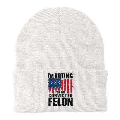 Im Voting For The Convicted Felon Funny Pro Trump 2024 Knit Cap Winter Beanie