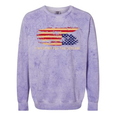 IM Voting For The Outlaw 2024 Cool Colorblast Crewneck Sweatshirt