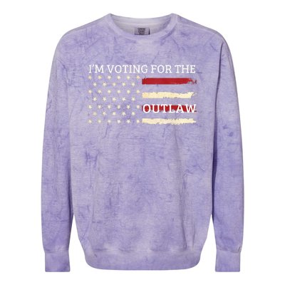 IM Voting For The Outlaw 2024 American Flag Colorblast Crewneck Sweatshirt