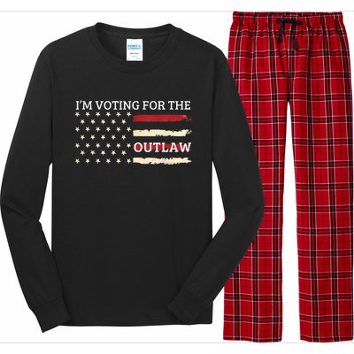 IM Voting For The Outlaw 2024 American Flag Long Sleeve Pajama Set