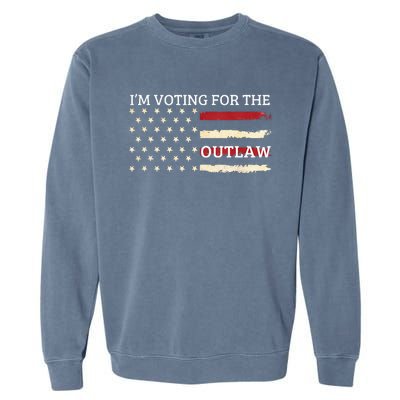 IM Voting For The Outlaw 2024 American Flag Garment-Dyed Sweatshirt