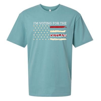 IM Voting For The Outlaw 2024 American Flag Sueded Cloud Jersey T-Shirt