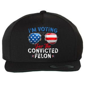 IM Voting For The Convicted Felon Funny Retro American Flag Wool Snapback Cap