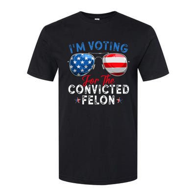 IM Voting For The Convicted Felon Funny Retro American Flag Softstyle® CVC T-Shirt