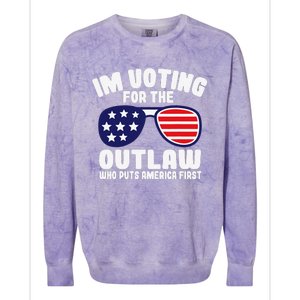 I’M Voting For The Outlaw Who Puts America First Trump 2024 Colorblast Crewneck Sweatshirt