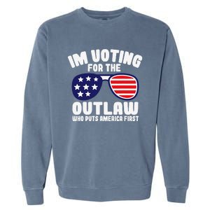 I’M Voting For The Outlaw Who Puts America First Trump 2024 Garment-Dyed Sweatshirt