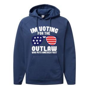 I’M Voting For The Outlaw Who Puts America First Trump 2024 Performance Fleece Hoodie