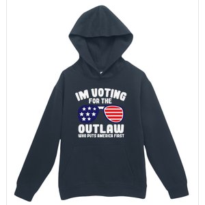 I’M Voting For The Outlaw Who Puts America First Trump 2024 Urban Pullover Hoodie