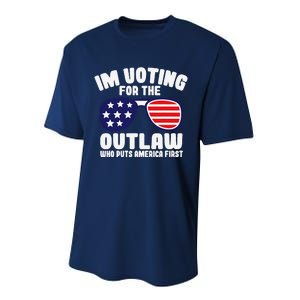 I’M Voting For The Outlaw Who Puts America First Trump 2024 Performance Sprint T-Shirt