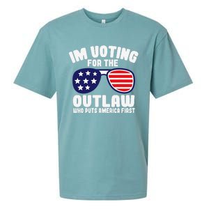 I’M Voting For The Outlaw Who Puts America First Trump 2024 Sueded Cloud Jersey T-Shirt