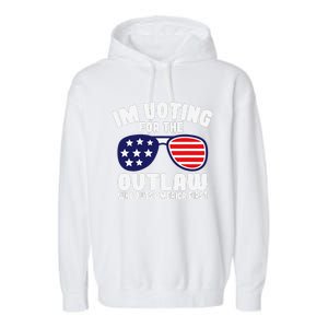 I’M Voting For The Outlaw Who Puts America First Trump 2024 Garment-Dyed Fleece Hoodie