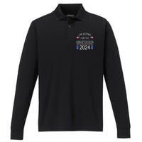 IM Voting For The Convicted Fellon 2024 Us Flag Protrump Performance Long Sleeve Polo