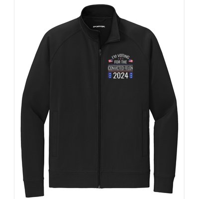 IM Voting For The Convicted Fellon 2024 Us Flag Protrump Stretch Full-Zip Cadet Jacket